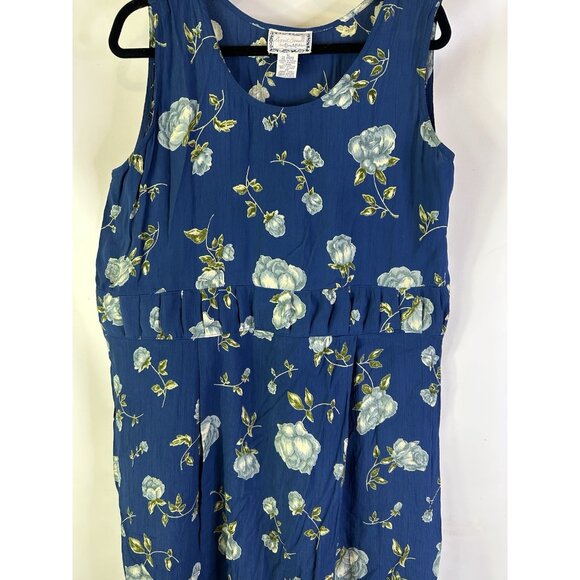 Vintage 90s April Cronell Floral Sleeveless Flowy Sun Dress Cottagecor - Picture 3 of 8